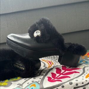 Kate Spade Black Fur-Trimmed Women's Shoes